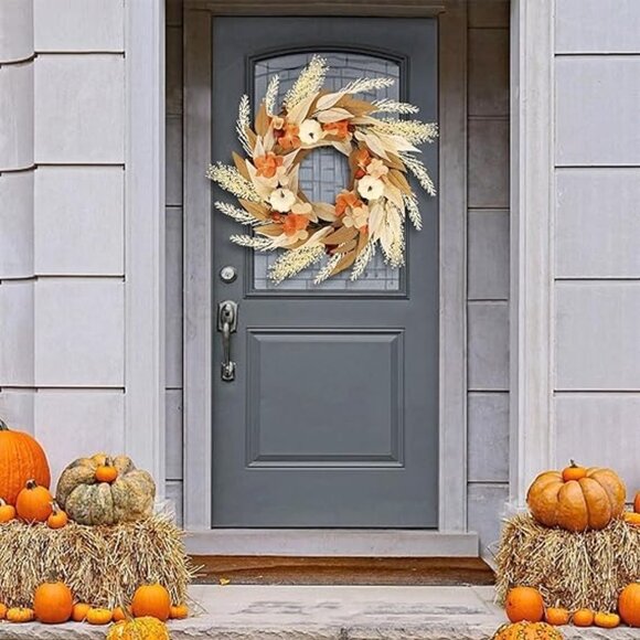 Fall Wreath For Home Decoration 21.6" - Picture 4 of 6